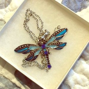 Dragonfly necklace turquoise, blue, royal blue